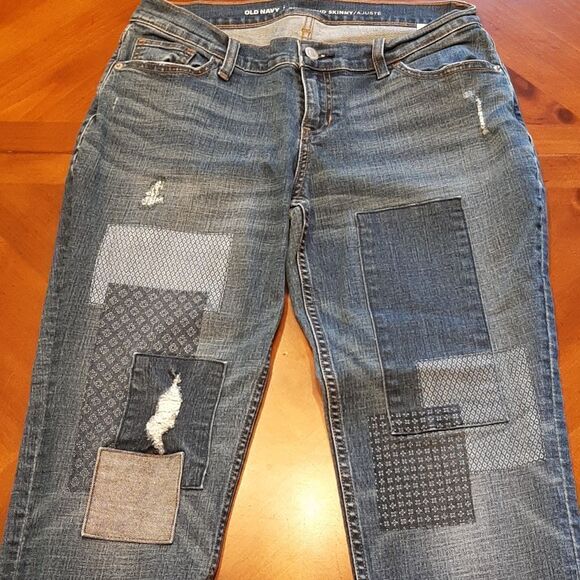 Old Navy Boyfriend Skinny Patchwork Jeans - Picture 2 of 12